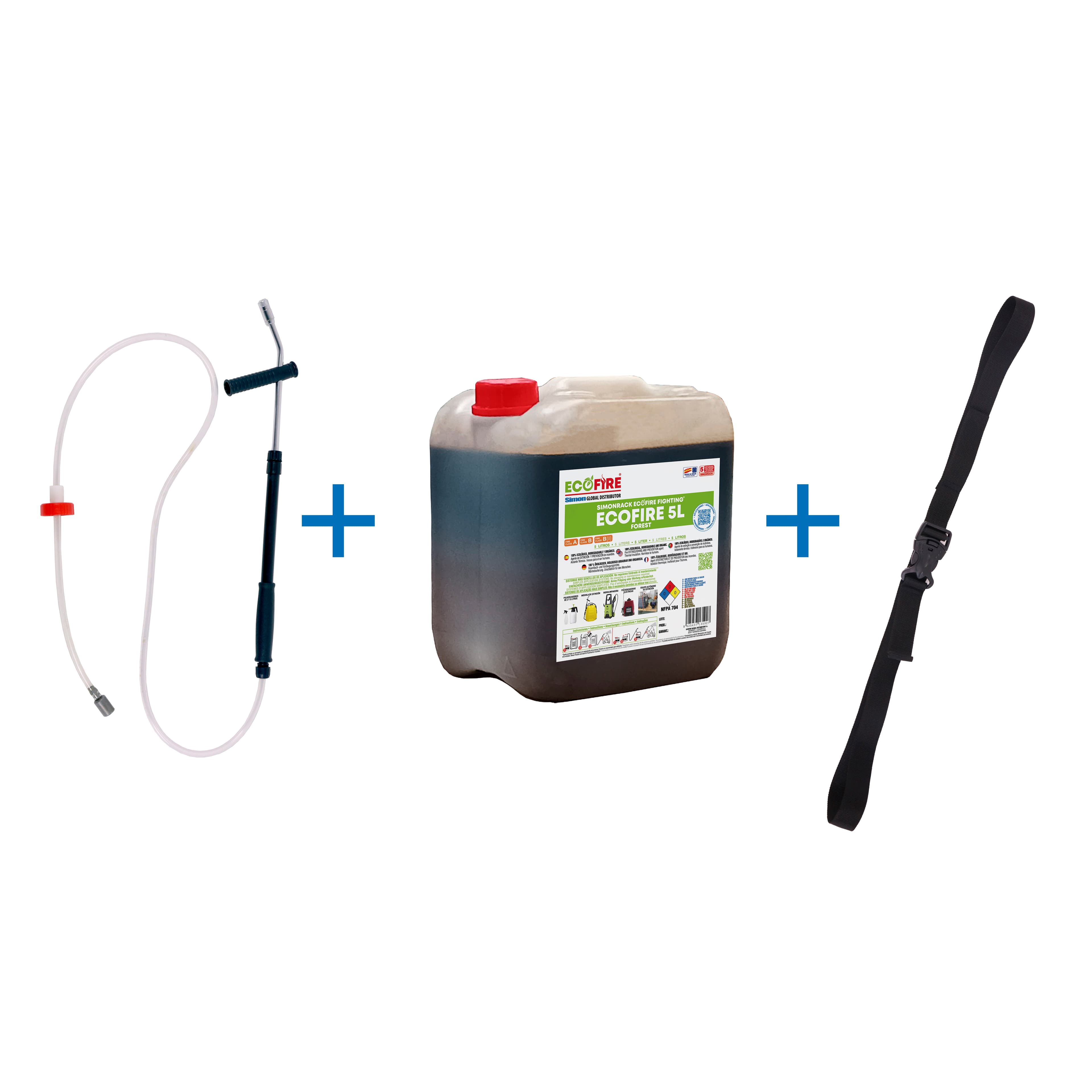 Pack ECOFIRE Forest de 5 litros con hidroneta y cincha